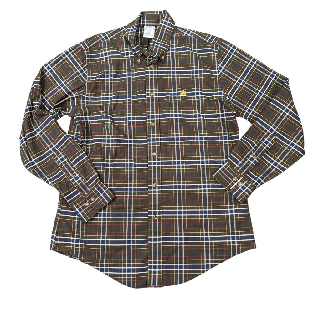 Brooks Brothers Regent Plaid Non-Iron Supima Cotton Button Down Shirt Size M